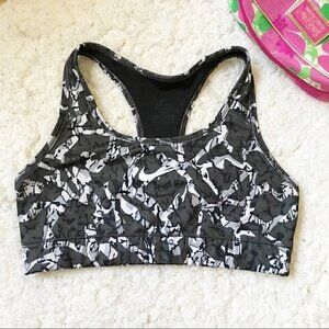 Nike Abstract Swoosh Black Gray White Sport Bra XS